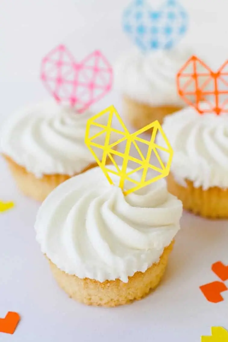 4. GEOMETRIC HEART CAKE TOPPERS