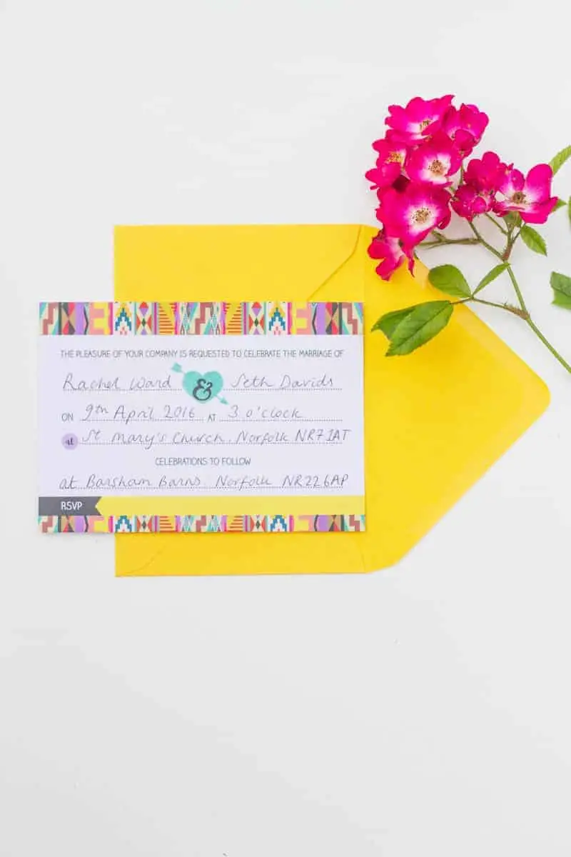 FERGESE PRINTBARE AZTEC IKAT WEDDING UITNODIGINGS + INSTAGRAM HASHTAG POSTER!